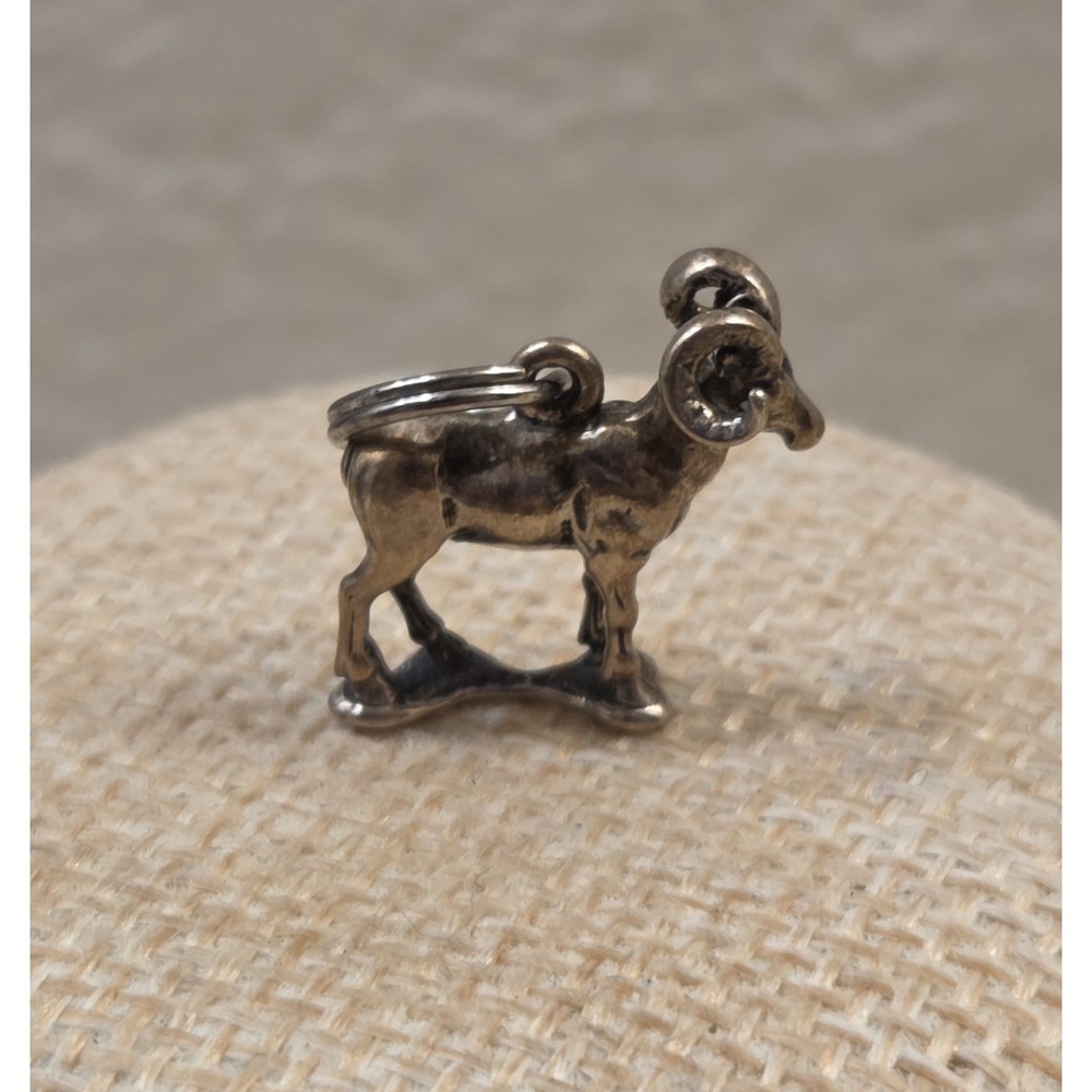 Vintage Ram Aries Zodiac Sheep Mouflon 3D 925 Solid Sterling‎ Silver Charm USA